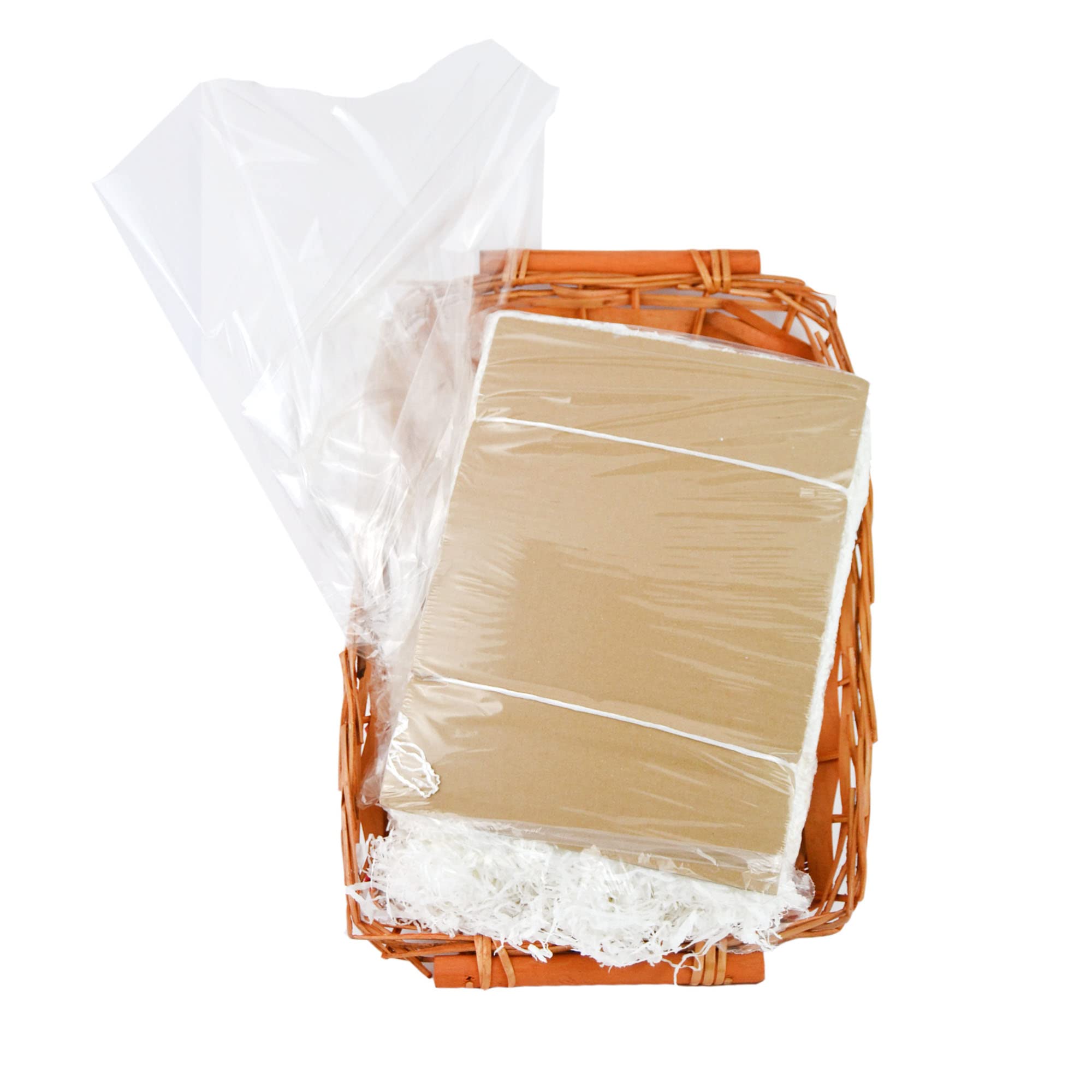 PACCO NATALE PZ 2 CESTO 54 X 37 CM X H 10 CM IN VIMINI MARRONE E ROSSO + 2 KG DI PAGLIA CARTA BIANCA + PZ 4 FOGLI TRASPARENTI LUCIDI 100 X 130 CM