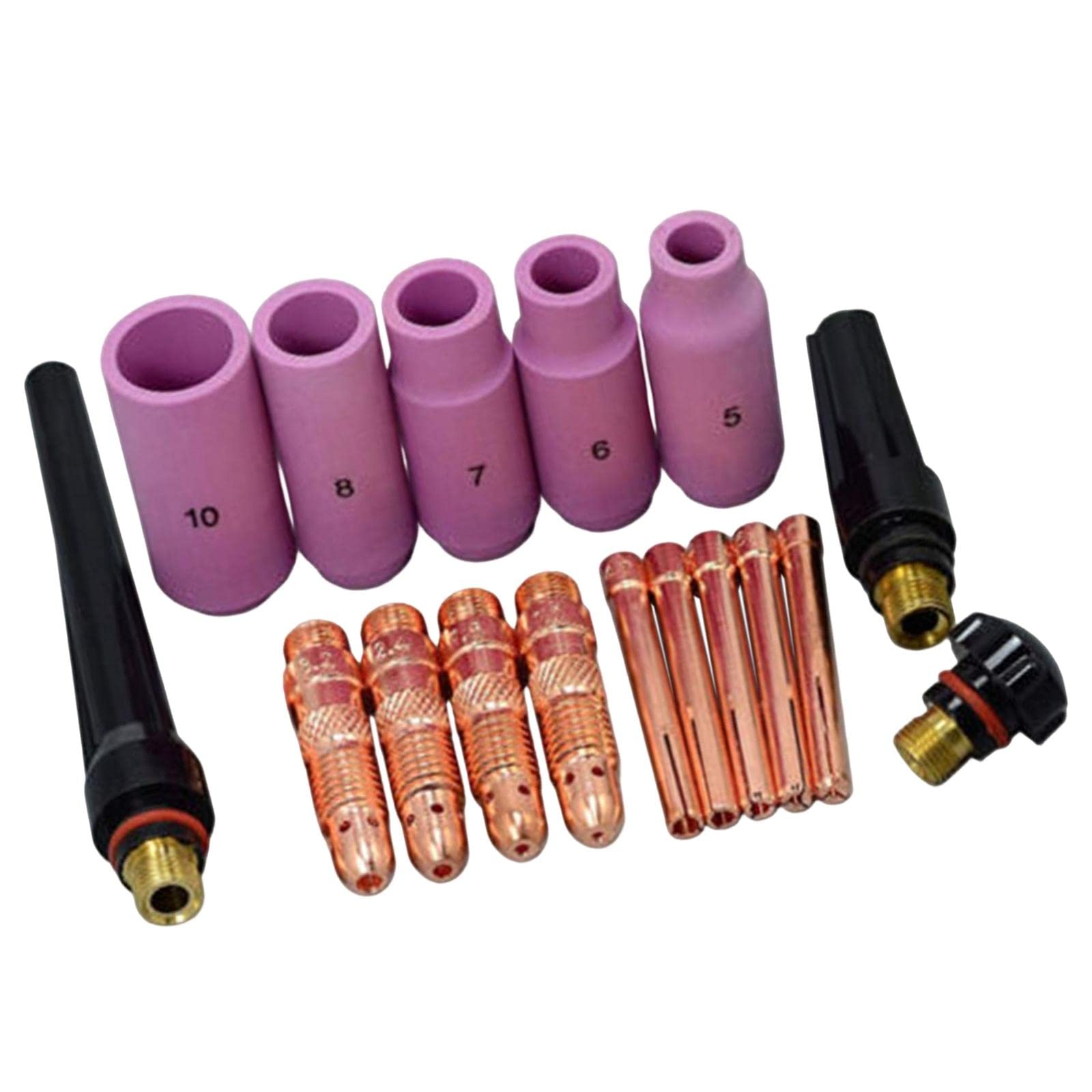 LOOM TREE® TIG Collet Body Kit Collet Alumina Nozzle Accessories for Welding | 3 Back Caps 4 Collet Bodies 5 Collet 5 Nozzles Cup