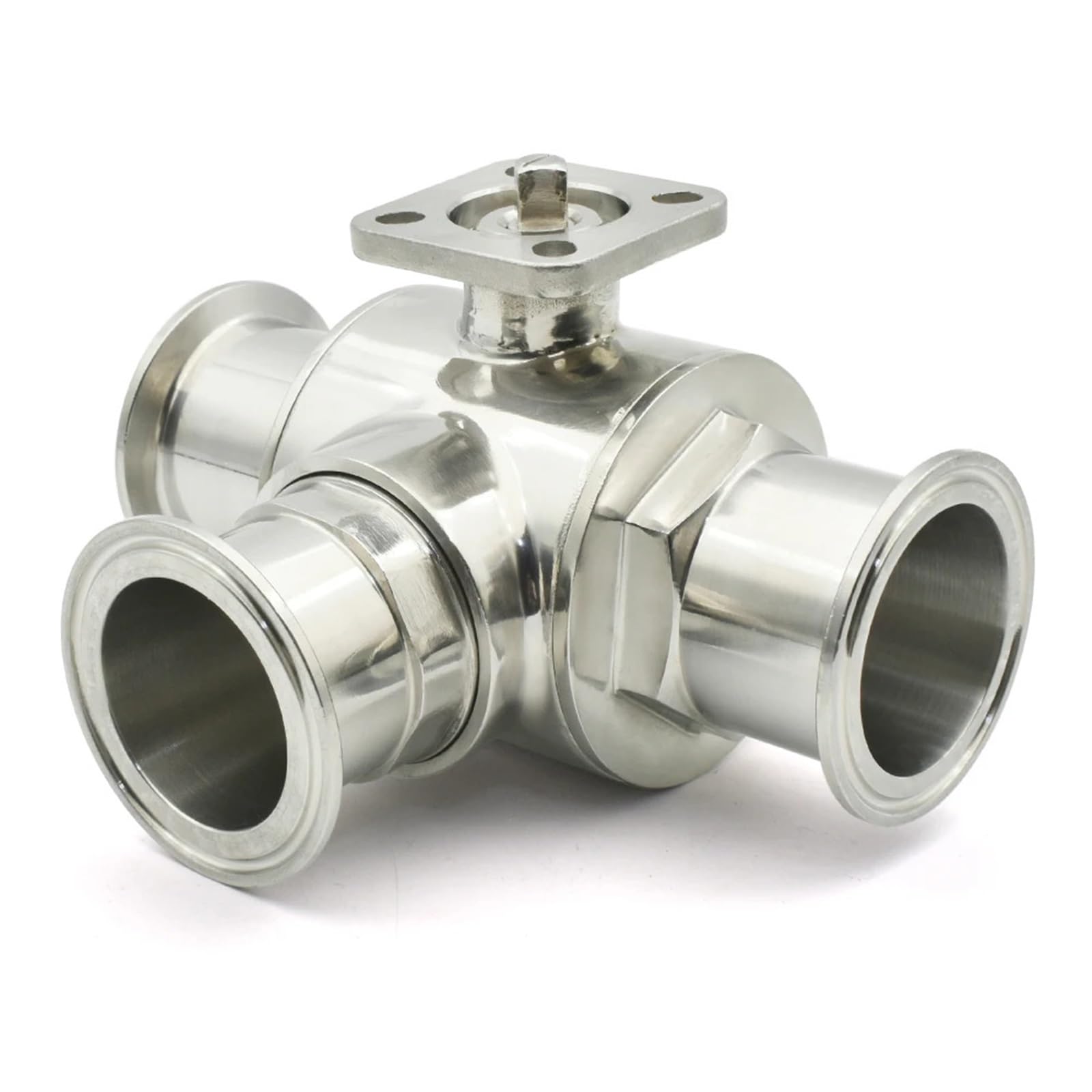 19mm-25mm T/L Port 3-way Sanitary Ball Valve Without Actuator SUS304/SUS316L(SUS316L,L-PORT_25MM FERRULE 50.5)