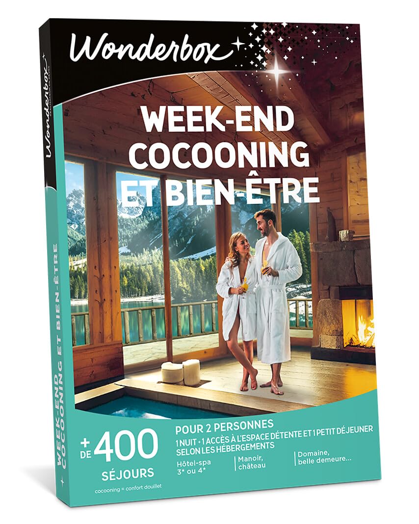 WONDERBOX - Week-End Cocooning Et Bien-être - Coffret Cadeau - Idée Cadeau Séjours | 1 nuit avec petit déjeuner et activité détente - Plus de 600 séjours - Hôtel-spa 3* ou 4*, manoir, château, belle demeure