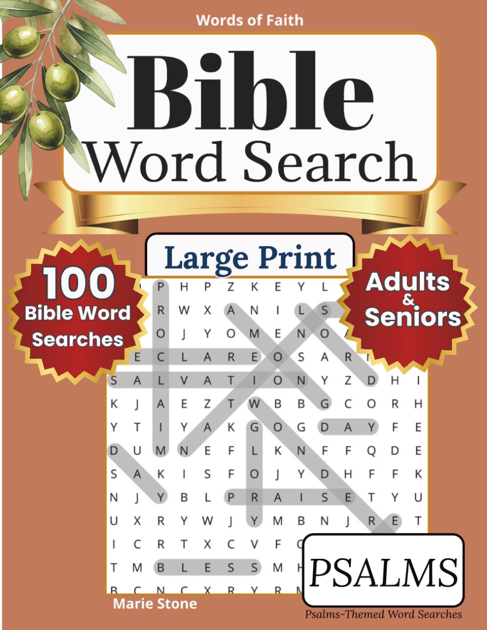 Words of Faith Bible Word Search — Psalms: 100 Large Print Bible Word Search Puzzles for Adults | Christian Scripture Activity Book