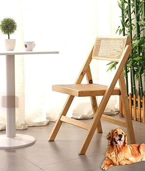 Amazon｜ラタンチェア 折りたたみ ダイニングチェア無垢材