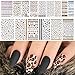 Kalolary 15 Feuilles Autocollants Ongles Imprimés Léopard, 3D Sexy Imprimé Animal Auto-adhésif Nail Art Stickers Autocollant de Décoration de Faux Ongles Pour La Décoration des Ongles des Femmes