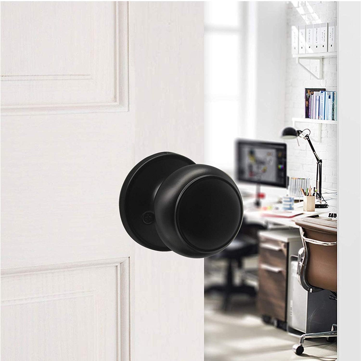 Probrico (10 Pack Privacy Door Knobs and (4 Pack) Single Dummy Handles Bundle, Matte Black Finish Interior Door Knobs