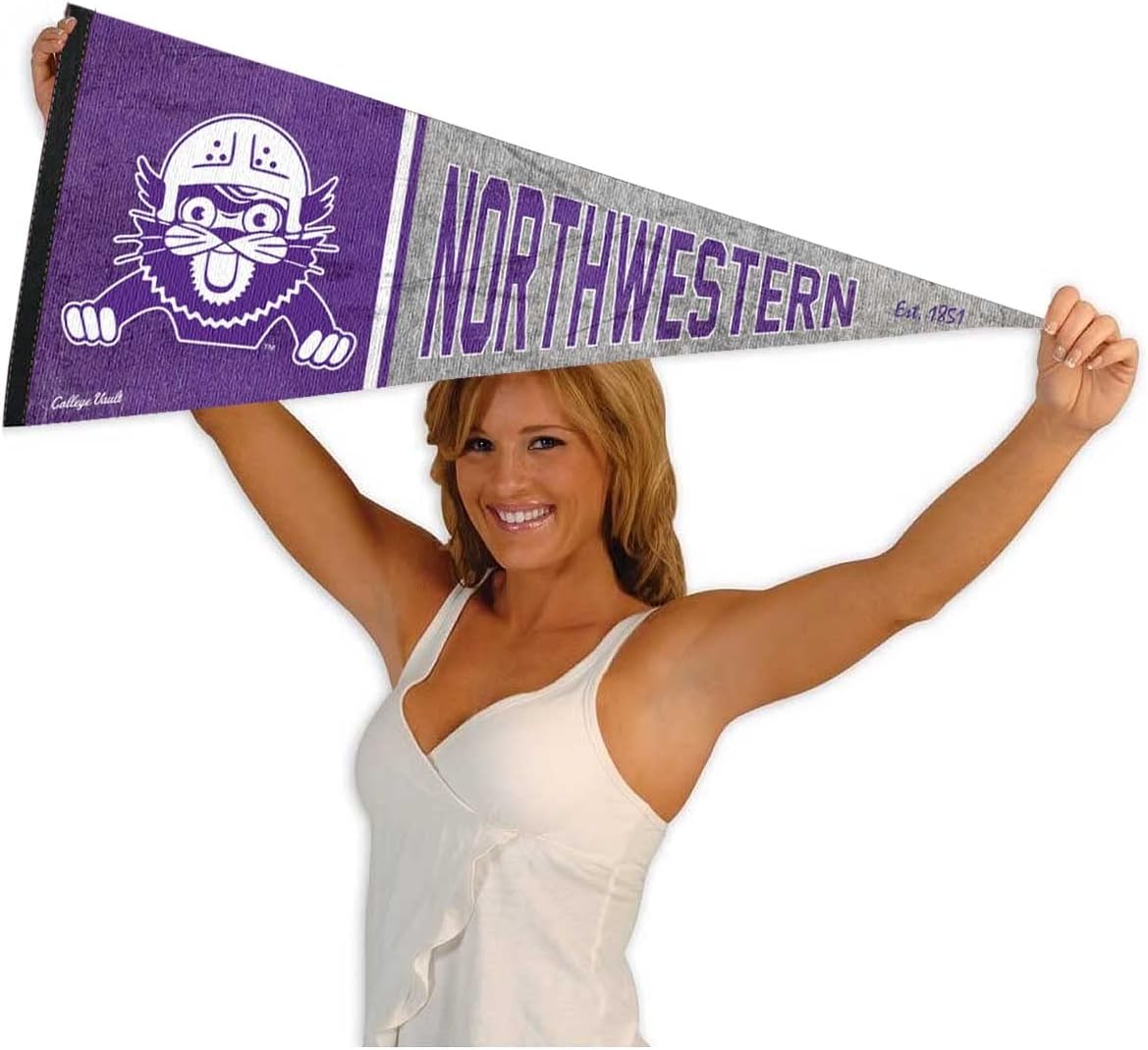 Northwestern Wildcats Pennant Throwback Vintage Banner - Image 4