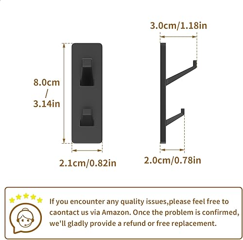 Miniatura 6 de susswiff Paquete de 4 ganchos adhesivos negros, ganchos adhesivos extra fuertes, resistentes para colgar en la pared, ganchos de torre de baño,