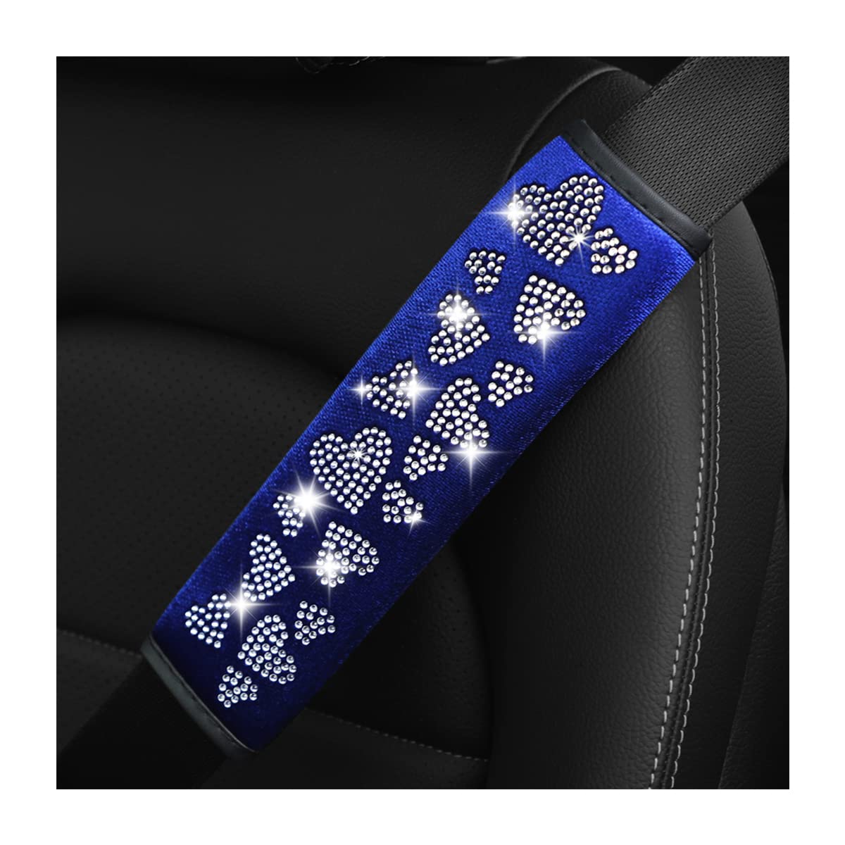 2PCS Bling Car Seat Belt Cover, Crystal Soft Shoulder Neck Protector Pad, Diamond Rhinestones Seatbelt Cushion for Women Girls, Auto Interior