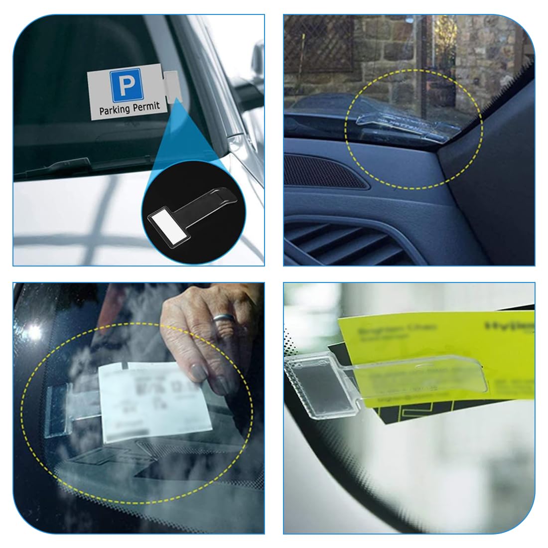 Porta Biglietti Auto Parabrezza - 5 Pezzi, Autoadesivo, Per Permessi Parcheggio, Biglietti, Trasparente