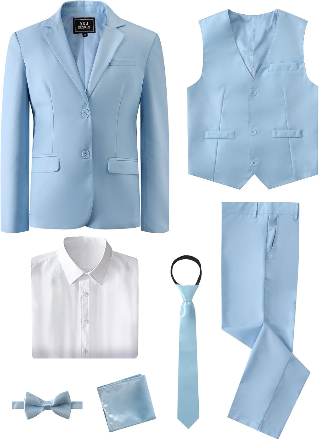 A&J DESIGN Boys Suit Size 16 Easter Tuxedo Formal Wedding Ring Bearer Prom Outfit Light Blue Sky Kid Youth Teen Graduation Slim Fit Homecoming Dress Tux - Image 3