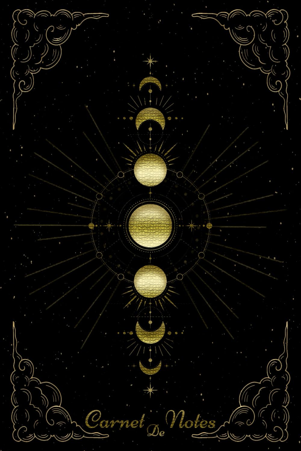Carnet De Notes, Phase De La Lune: Beau Agenda De Cycle Lunaire| Moon Phases| Couverture Noir Et Doré Représentant Les Phases De La Lune