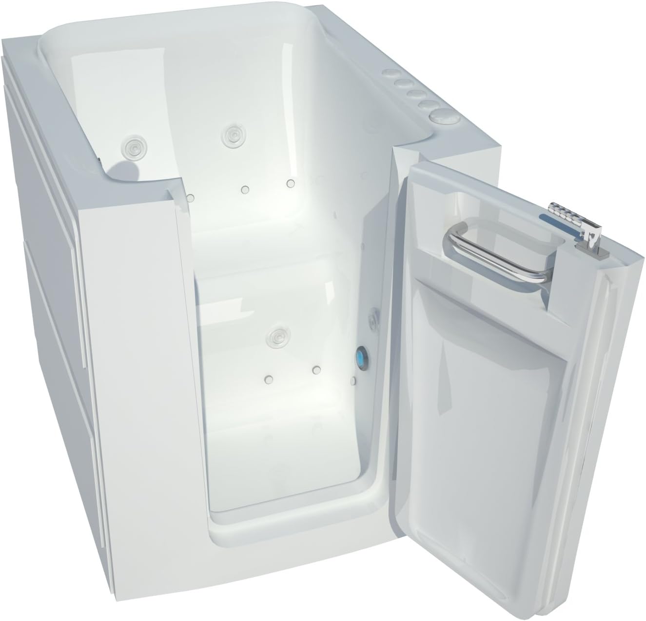 Meditub MT3238RWD Front Entrance 32 by 38 by 38-Inch Dual Hydrotherapy and Air Jetted Walk In Bathtub Spa, White