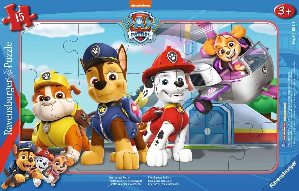 Ravensburger - Children's Puzzle - 15-Piece Frame Puzzle - Four Brave Rescuers/Paw Patrol - Girl or boy from 3 Years Old Puzzle Made in Europe - 05681