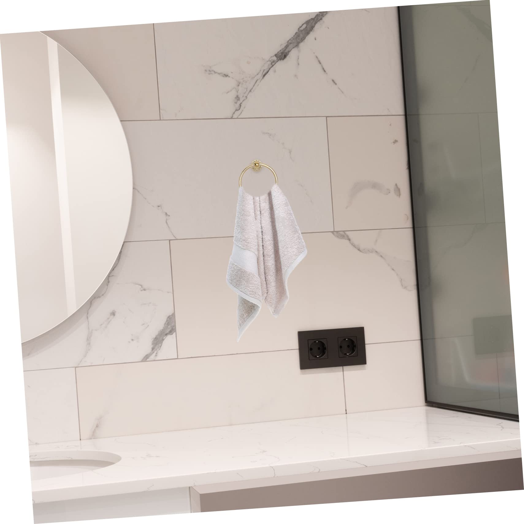 Anello Portasciugamani da Parete Bagno Rotondo Oro | Acciaio Inossidabile Elegante Semplice ed Retro Stile e Cucina Bagno