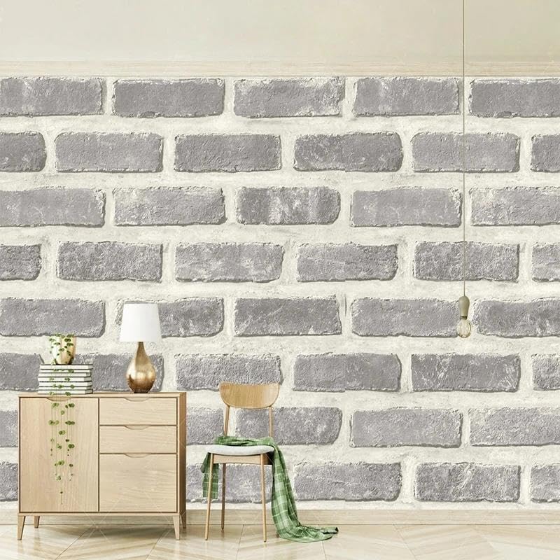 Papier peint 3D brique mur de parement intissé chambre adulte