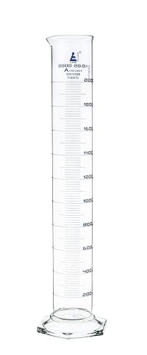 Cilindro graduado, 67.6fl oz - Tolerancia clase A 0.3fl oz - Base hexagonal - Graduaciones azules - Vidrio de borosilicato 3.3 - Eisco Labs Cilindro graduado, 67.6fl oz - Tolerancia clase A 0.3fl oz - Base hexagonal - Graduaciones azules - Vidrio de borosilicato 3.3 - Eisco Labs