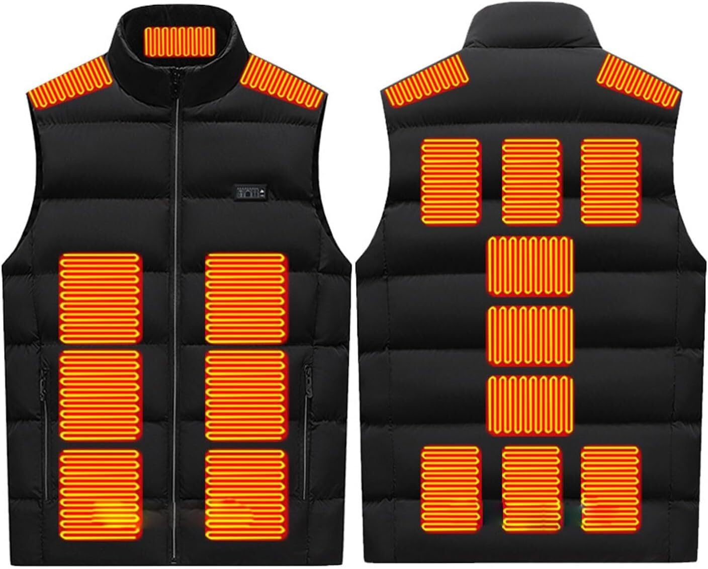 Kamizelka grzewcza, lekka, termiczna z 3 regulowanymi elektrycznie kamizelkami do wędrówek i polowań (bez baterii)(Noir,6XL(97.5-105kg))