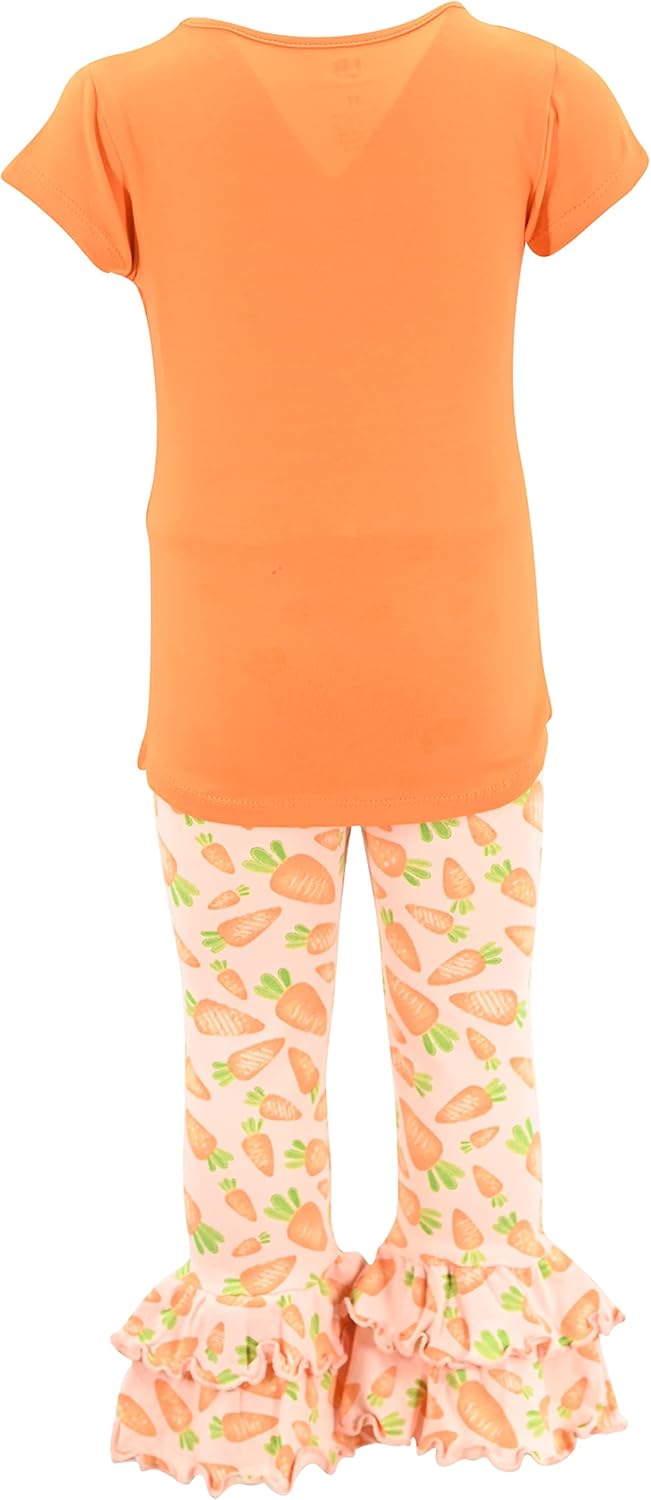 Unique Baby 2 Piece Girls Double Ruffle Leggings and Short Sleeve Shirt Clothes Set Kid and Toddler Girl Outfit - Image 4