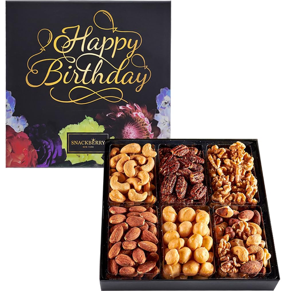 Happy Birthday Nuts Gift Basket, Gourmet Snack Box,in Elegant Box, Gift Set Birthday Party, For Men and Women. Kosher, Snackberry (Assortment #2) - Image 2