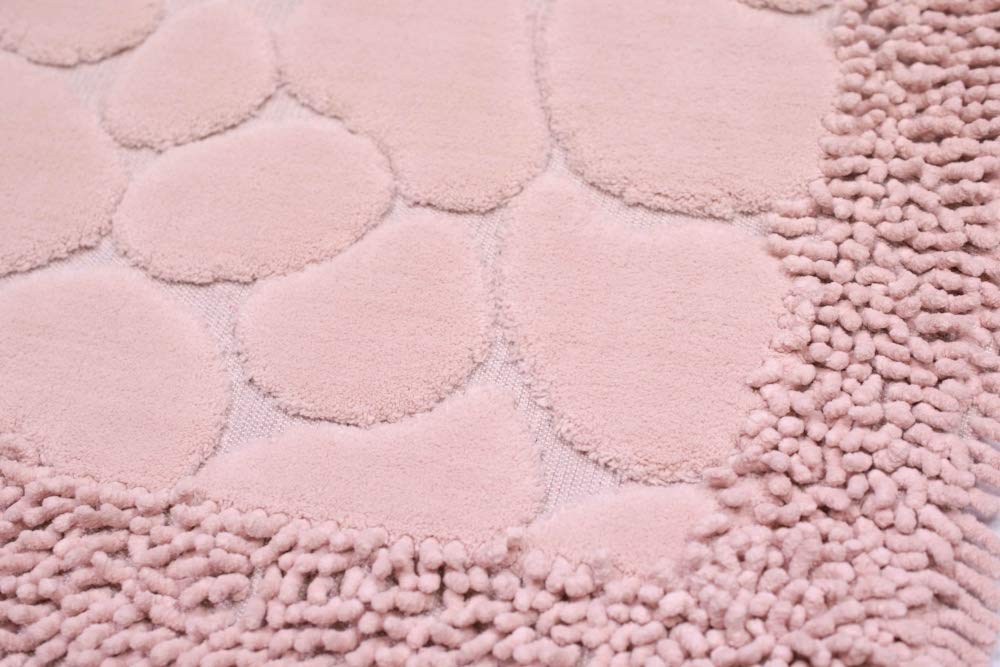 Teppich-Traum Set di Tappeti da Bagno 2 Pezzi Design Pietre Antiscivolo Lavabile – Rosa Größe 50x60cm + 60x100 cm