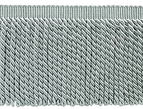 DÉCOPRO 6" (15cm) Basic Solid Collection Traditional Satiny Bullion Fringe Trim (Style# BFS6) Silver Grey #049 (Grey Silver) 4.5 Yard Value Pack (4m/13.5 ft) by DÉCOPRO - Used condition - US$22.73