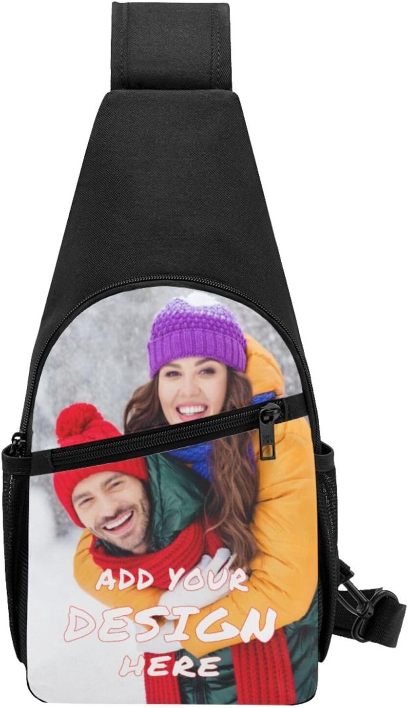 Custom Sling Bag,Custom Cross Chest Bag With Photo/Text/Logo,Travel Hiking Daypack Chest Bags For Men Women