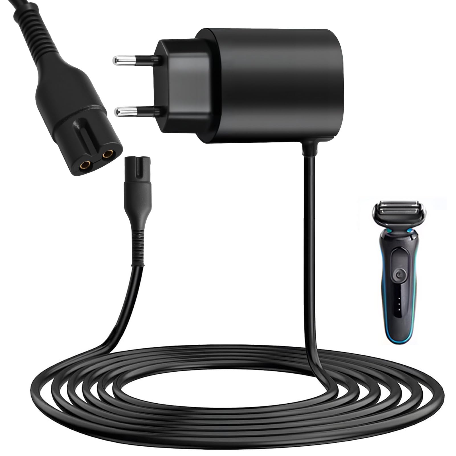 12V 0.4A Cargador Cable para Braun Series 7 6 9 9 Pro 5 4 3 2 1Cable Carga Maquinilla Adaptador Cargador Adaptador for Silk-épil 9 7 5 Maquina Afeitar Alimentación Cable Carga Charger Cortador Barba