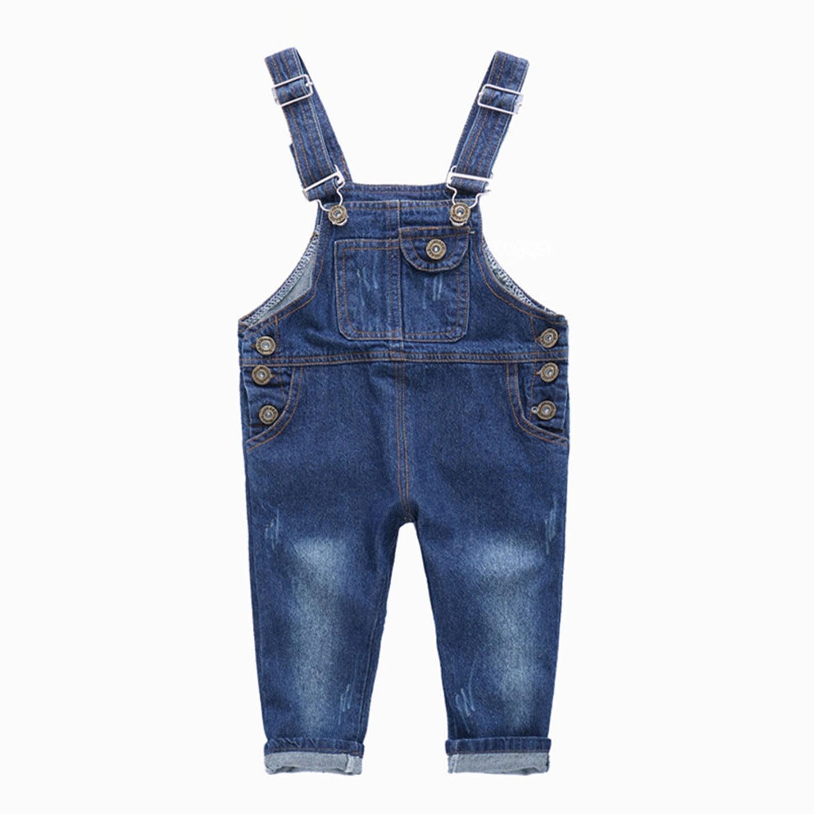 Générique Salopettes en Jean Enfant Robustes Vêtements Mignon Unisexe pour Filles et Garçons Tendance Confortable Pratique