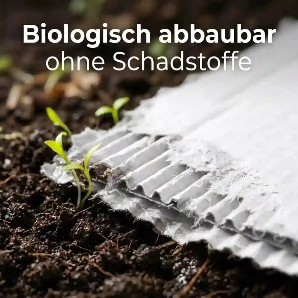 Florade Garten-Wellpappe – biologisch abbaubares Unkrautvlies aus 100% Frischfaser – plastikfrei & wasserdurchlässig – Mulchvlies & Gartenvlies für Beete, Hochbeet, Gemüse & No-Dig-Garten