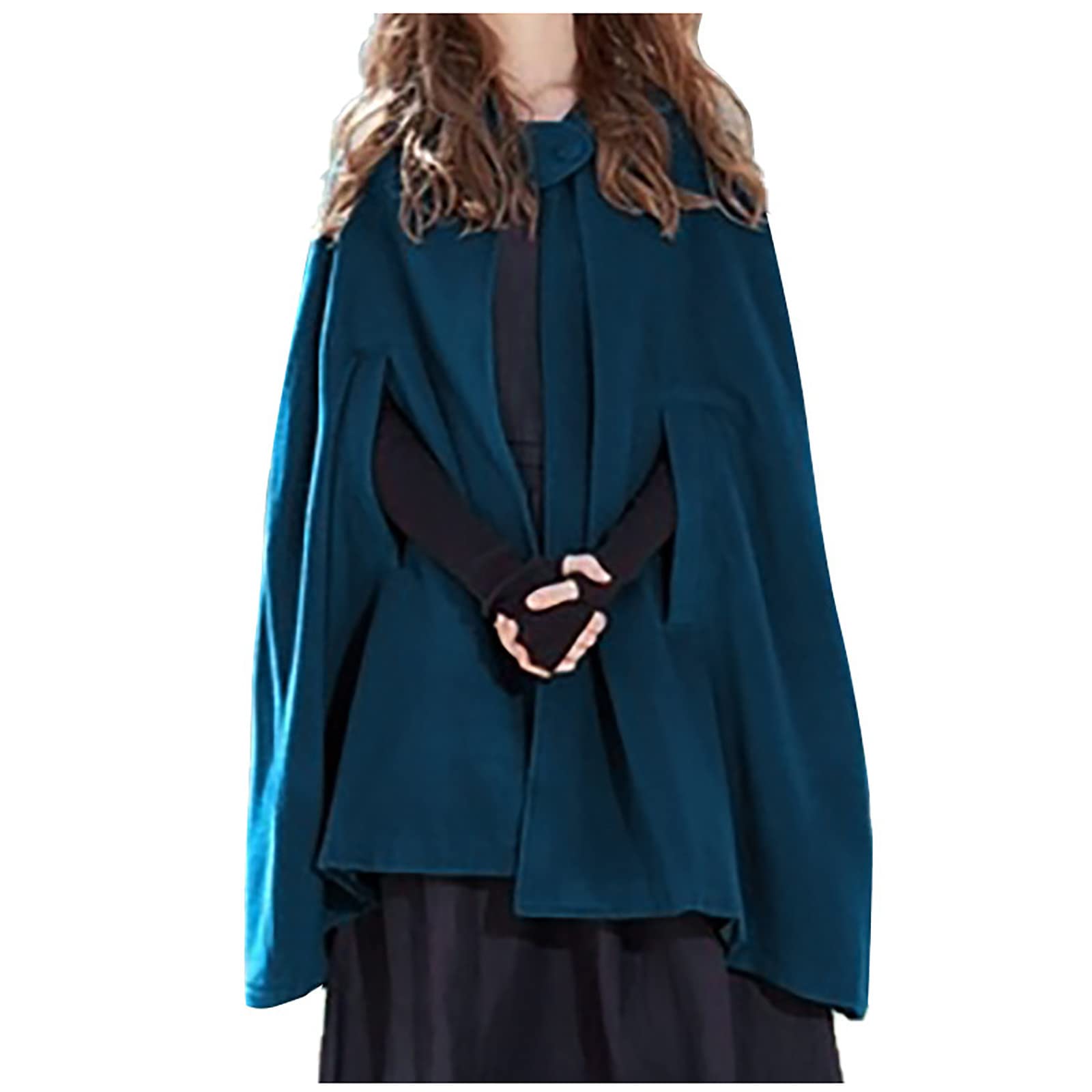 2024 Fall Fashion Windproof Hooded Women Open Front Cardigan Long Poncho Cape Coat Winter Cloak Trench Jackets