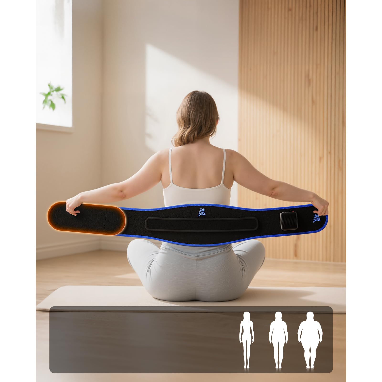 BOB AND BRAD Faja Lumbar Térmica con Luz Roja e Infrarrojos, Calor y Vibración, Cinturón de Masaje Eléctrico Inalámbrico, Batería Recargable, Ideal para Aliviar Molestias de Espalda