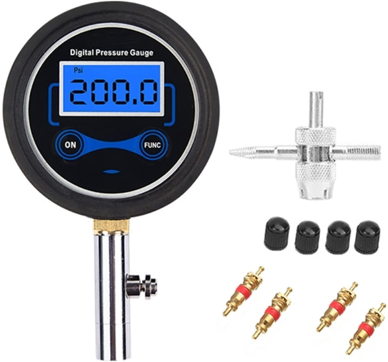 Inflador de neumáticos de Aire para Bicicleta de Coche con manómetro Digital 200PSI LCD presión (E)