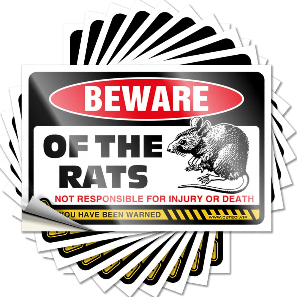 Pitfs One Color Inappropriate Stickers Beware Of Rat Funny Sticker 10 Pcs Bumper Stickers Car Stickers And Decals(8X12cm)