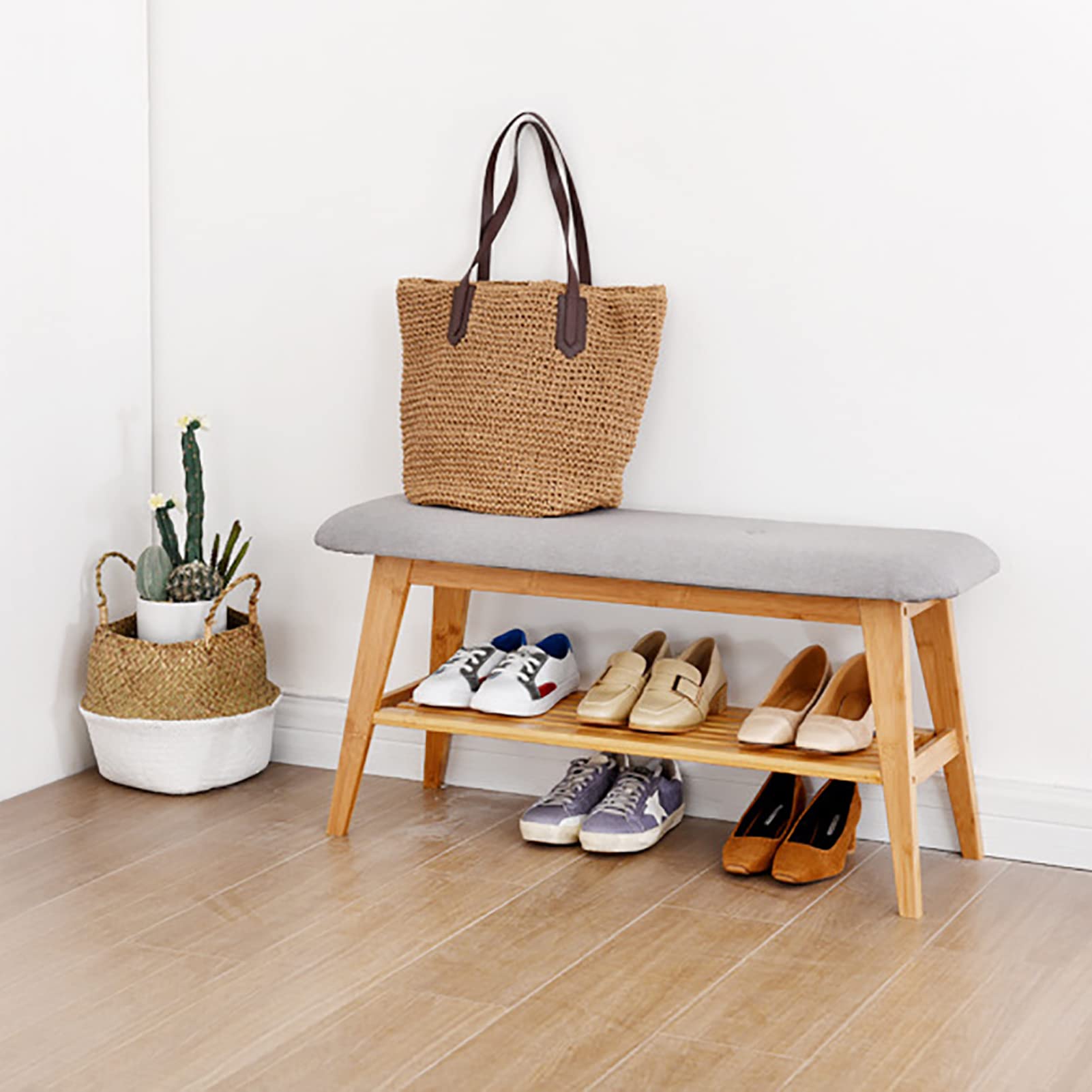 Banc de rangement à chaussures en bois de 90 cm pour une entrée toujours ordonnée