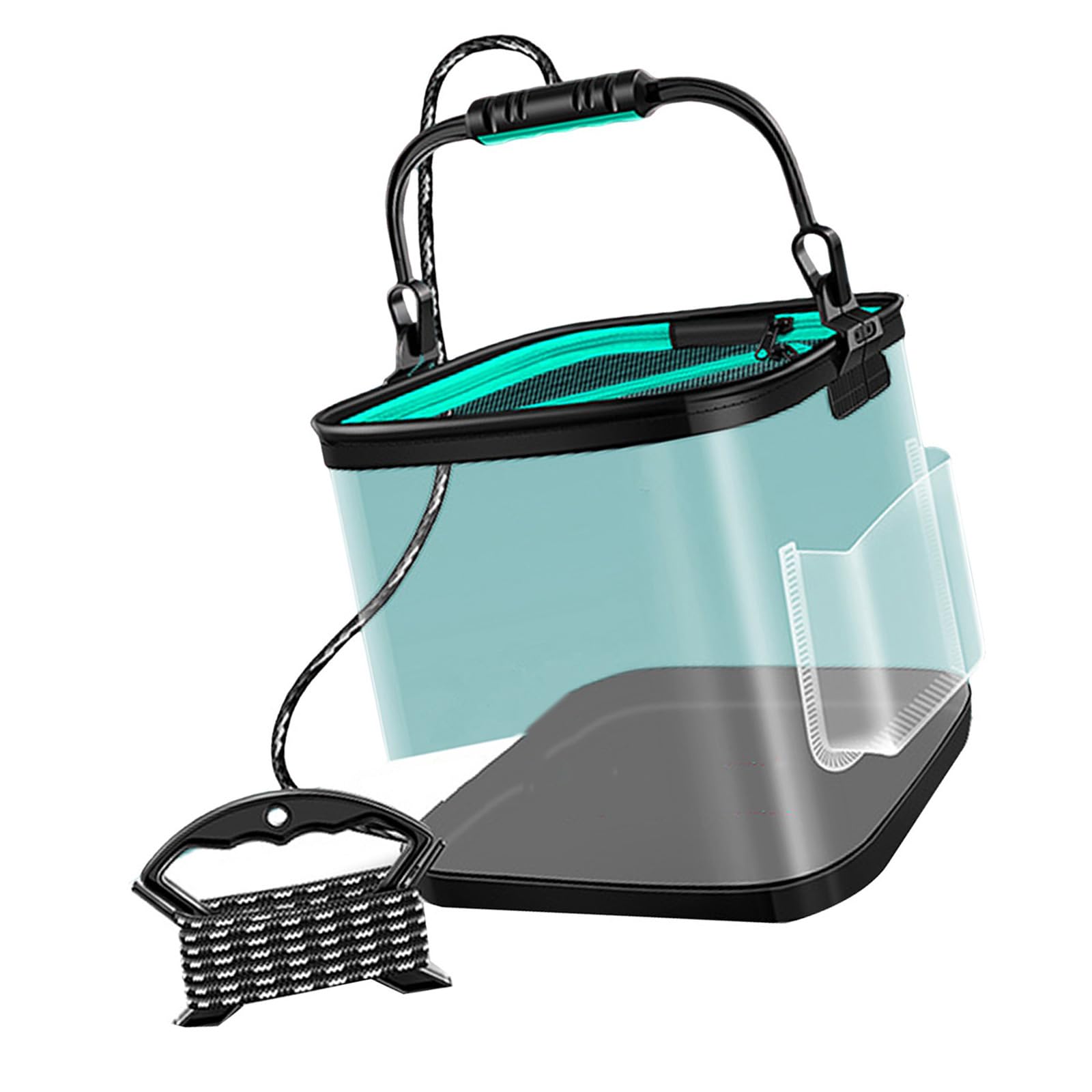 Seau de pêche pliable de 8/13 L, seau à poisson résistant à l'eau, seau de camping en plein air avec corde