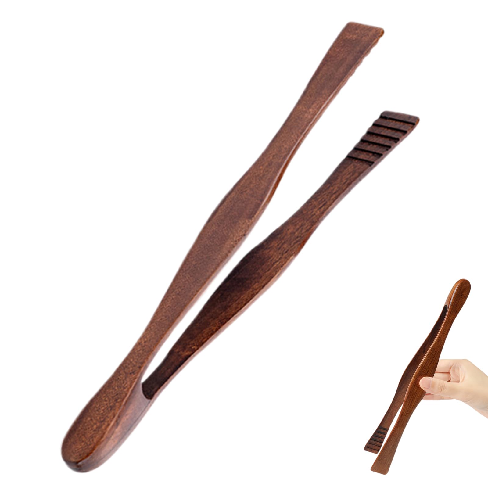 ApexPine Wooden Kitchen Tongs, Natural Heat Resistant Serving Tongs, Non-Slip Smooth Wood Gripper for BBQ, Baking, Bread, Buffet, Camping & Daily Cooking, Food Safe Durable Grill Utensil, Single Pack
