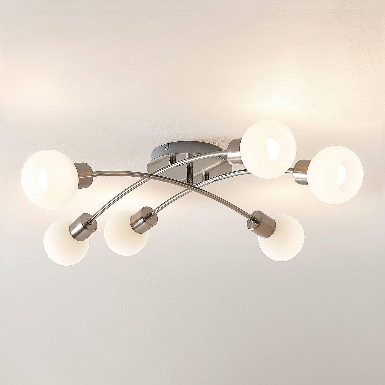 Lindby Deckenlampe Agmar (Modern) in Alu aus Metall (6 flammig, E14) - Deckenleuchte Lampe Wohnzimmerleuchte