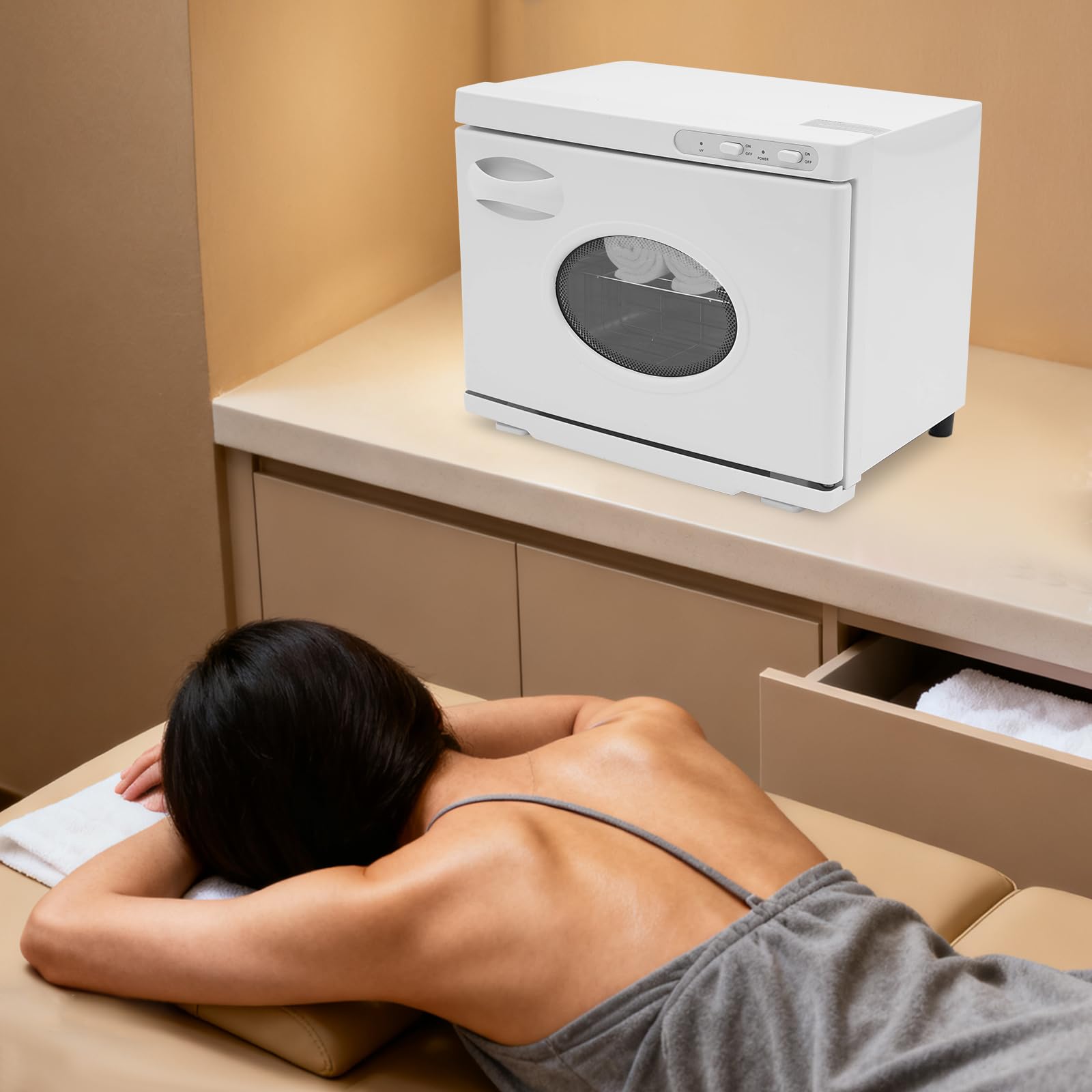 Calentador de toallas de 23 L, esterilización UV, 200 W, para salón y casa