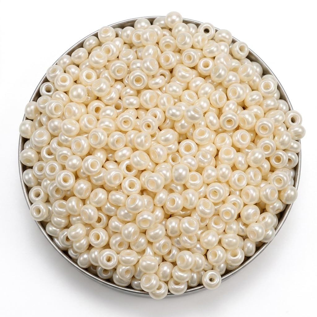 Pearl White Round Glass Seed Beads for Jewellery Making | Lustrous Finish, DIY Crafting, Uniform Round Shape, Bulk Quantity, Smooth Texture-image-12