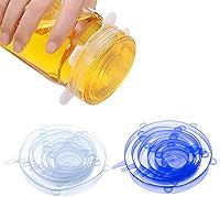 Vista 6 de Juego de 12 tapas elásticas de silicona, 6 tamaños, cubiertas reutilizables para almacenamiento de alimentos, cubiertas de silicona para tazones