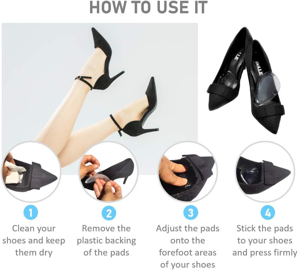 VivoFoot 2 Pairs Gel Ball of Foot Cushions Metatarsal Pads -Relieves Forefoot Pain - Self-Adhesive and Reusable : Health & Household