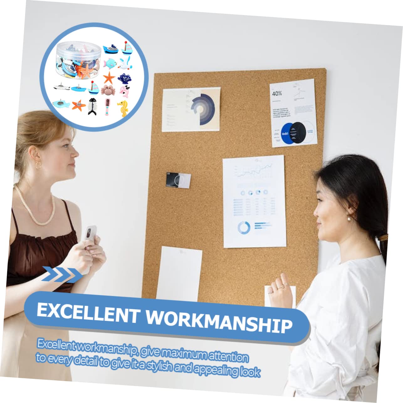 STOBOK 108stücke Korktafel Pinnadeln Im Maritimen Design Dekorative Foto- -Push- Für Büro Und -projekte Für Notizen Und Erinnerungen