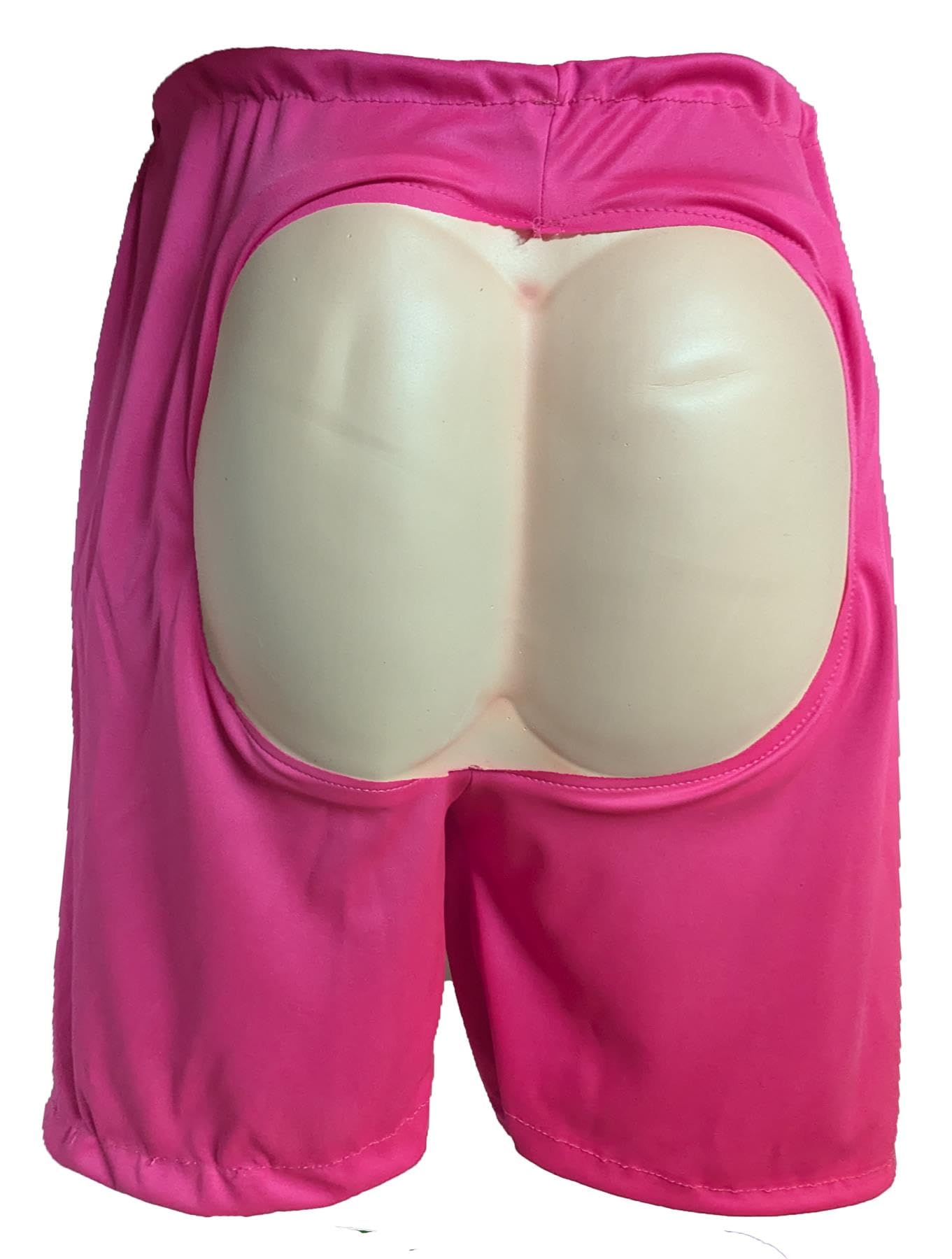 The Dragons Den Adults Novelty Fake Bum Out Pants Joke Mooning Mooney Bermuda Bottom Exposed Shorts Fancy Dress [S-M Pink] — image 1
