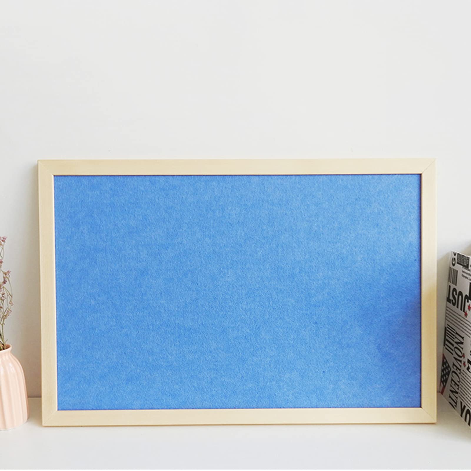 Blauer Filz Pinnwand Holzrahmen Mit 35 Push Pins, Für Home Office Schule, 4 Größen Zur Auswahl(Size:30X40CM)