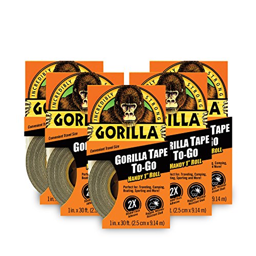 Image of Gorilla 6100101-5 Duct Tape to-Go, 1 inch x 10 yd, Black, (Pack of 5), 5-Pack, 5 Piece