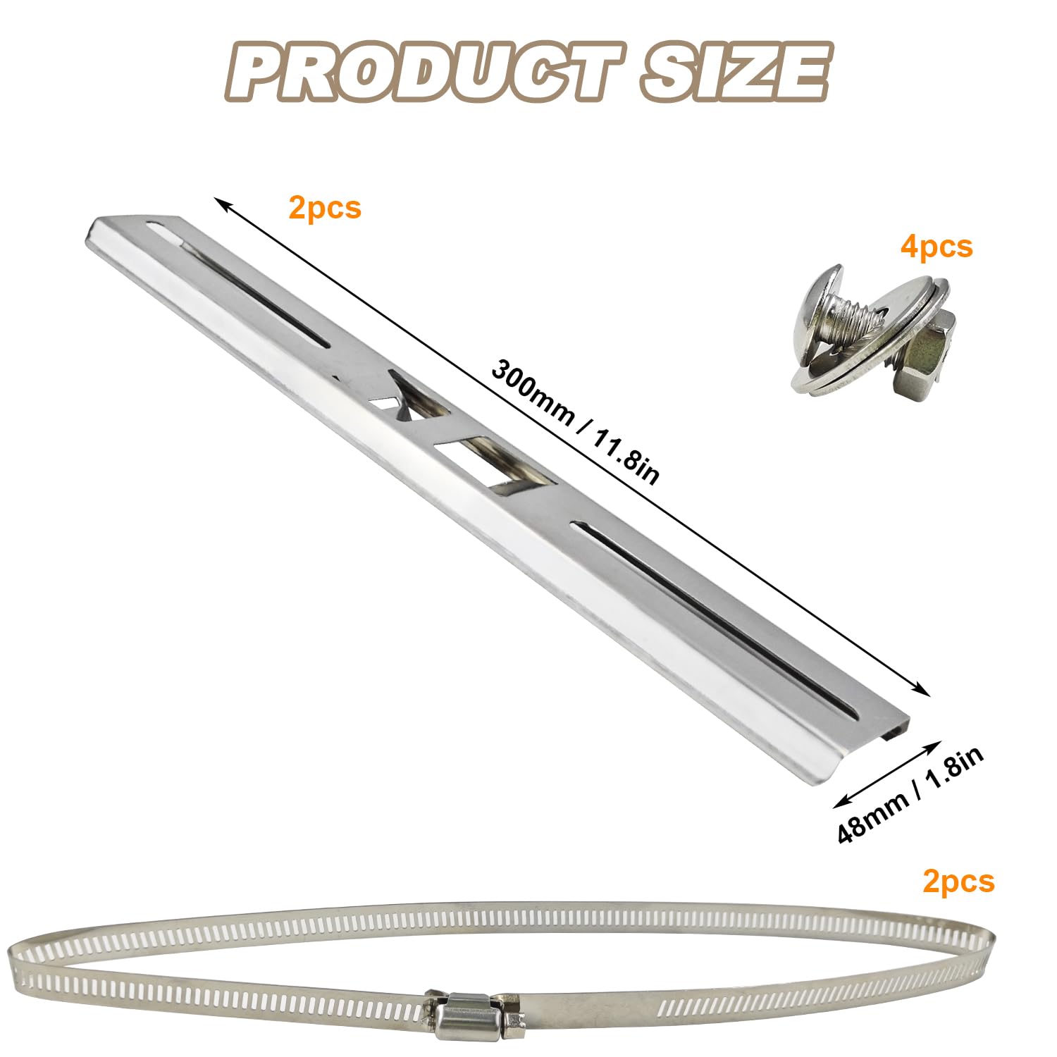 Support de Montage Réglable de 30 cm, avec Deux Pinces Réglables de 20 cm, Matériau du Support de mât en Acier Inoxydable, Convient pour les Caméras de Surveillance, Commandeur extérieur (argent