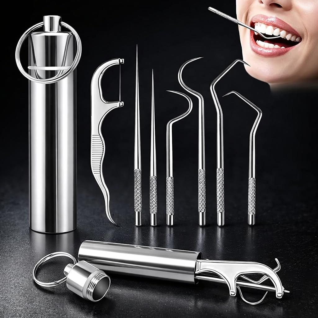 Dental Tools Kit Stainless Steel Teeth Cleaning Set Tartar Remover Scaler Scraper Pick with Storage Case for Plaque Calculus Oral Care (Set of 7)-image-14