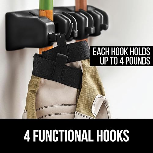 Miniatura 3 de Gorilla Grip Soporte para fregona y escoba, estante de almacenamiento de montaje en pared fácil de instalar, organizar suministros de limpieza,