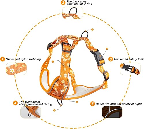 Miniatura 2 de Juego de arnés y correa para perro, chaleco reflectante transpirable ajustable para perros pequeños, medianos, grandes y extra grandes para entrenar