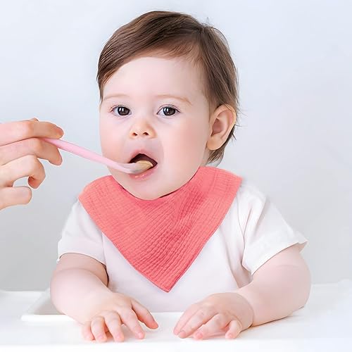 Miniatura 2 de PandaEar Paquete de 8 baberos de muselina para bebés, 100% algodón, baberos bandana para recién nacidos, paños absorbentes para dentición y babeo