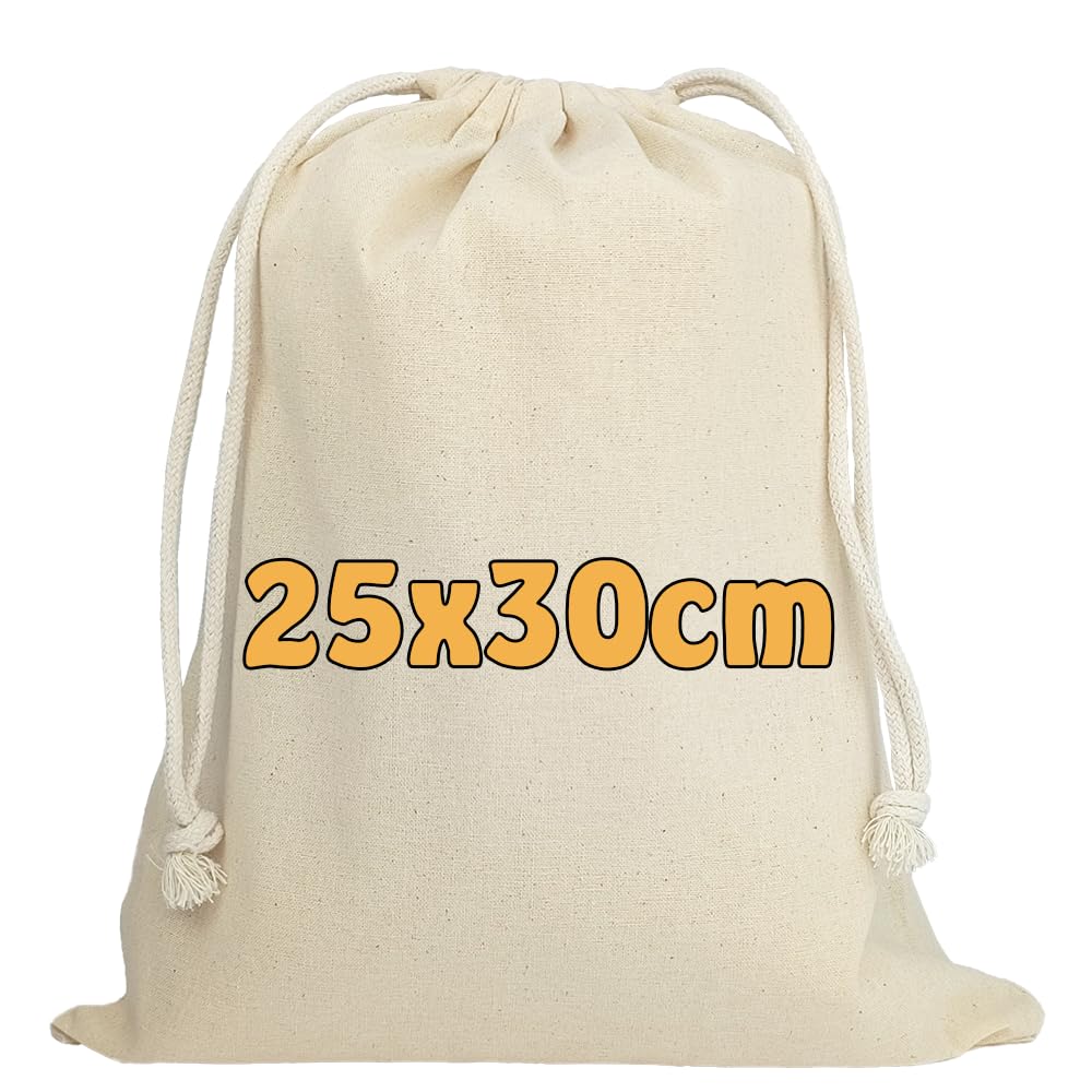 Cottonbagjoe (10, 25, 100, 250) Baumwollbeutel mit Kordelzug 25 x 30 cm – OEKO-TEX® STANDARD 100 Stoffbeutel als Aufbewahrungsbeutel für Reisen, Geschenke & Organisation